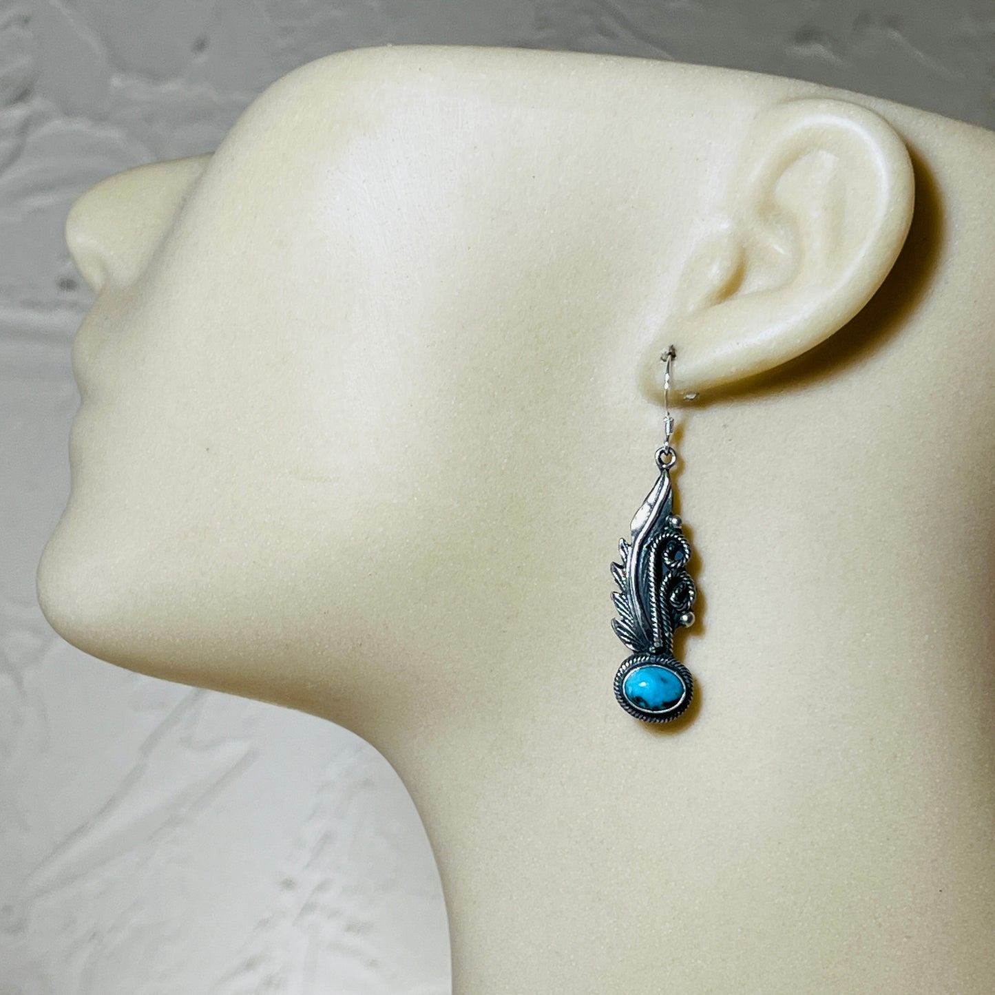 Turquoise earrings sterling silver Genevieve Francisco Navajo handmade ER32