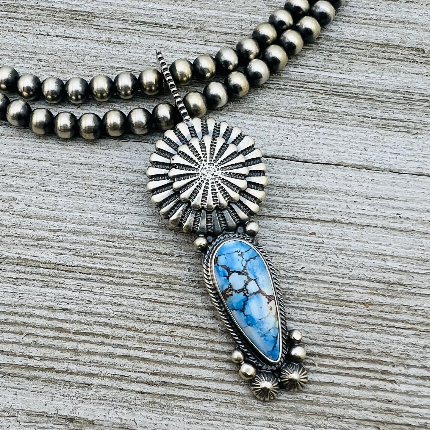 16" Golden Hills Turquoise Necklace Tom Lewis Sterling silver NK14