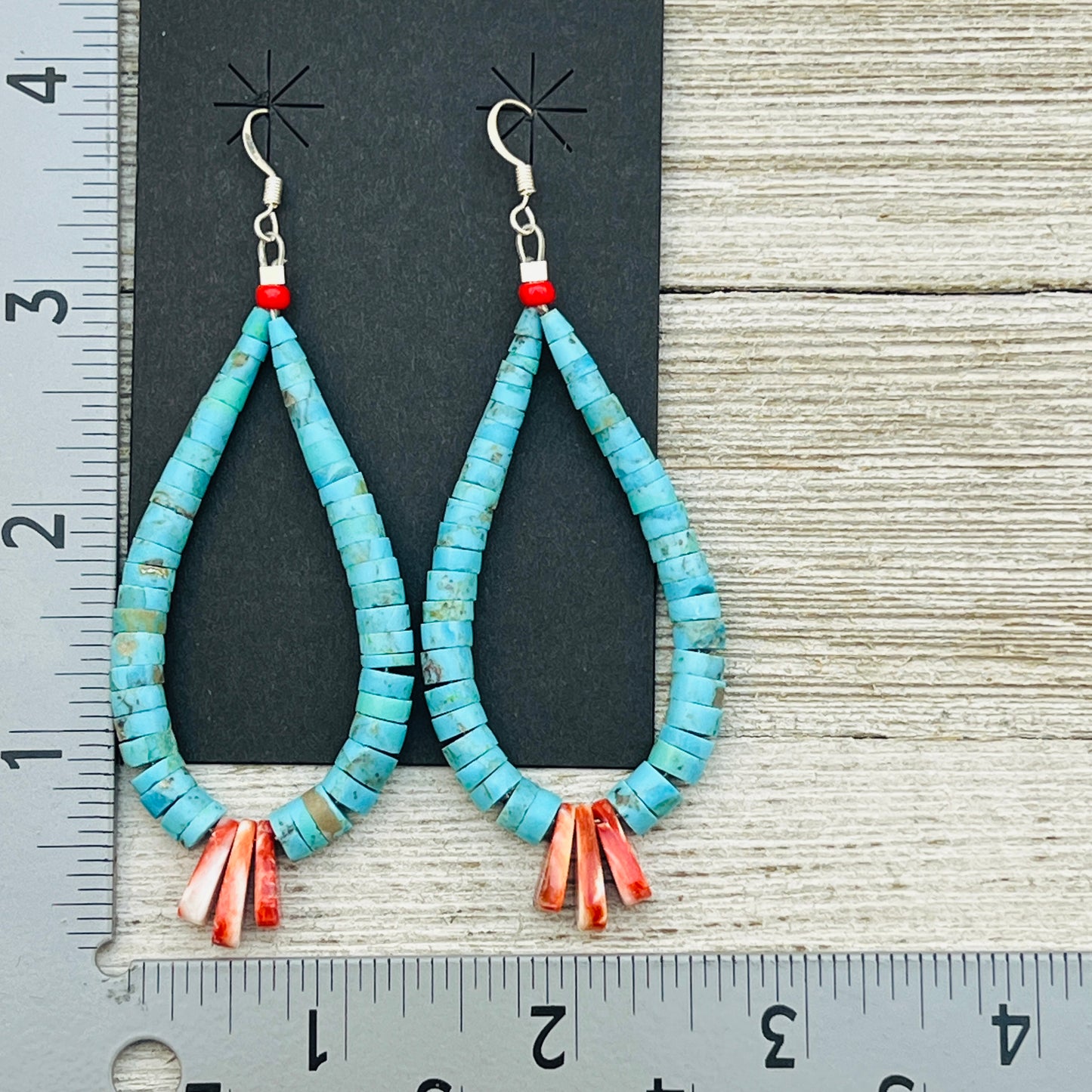 Traditional Turquoise Jacla Earrings Lupe Lovato Santo Domingo Kewa Spiny Oyster ER8