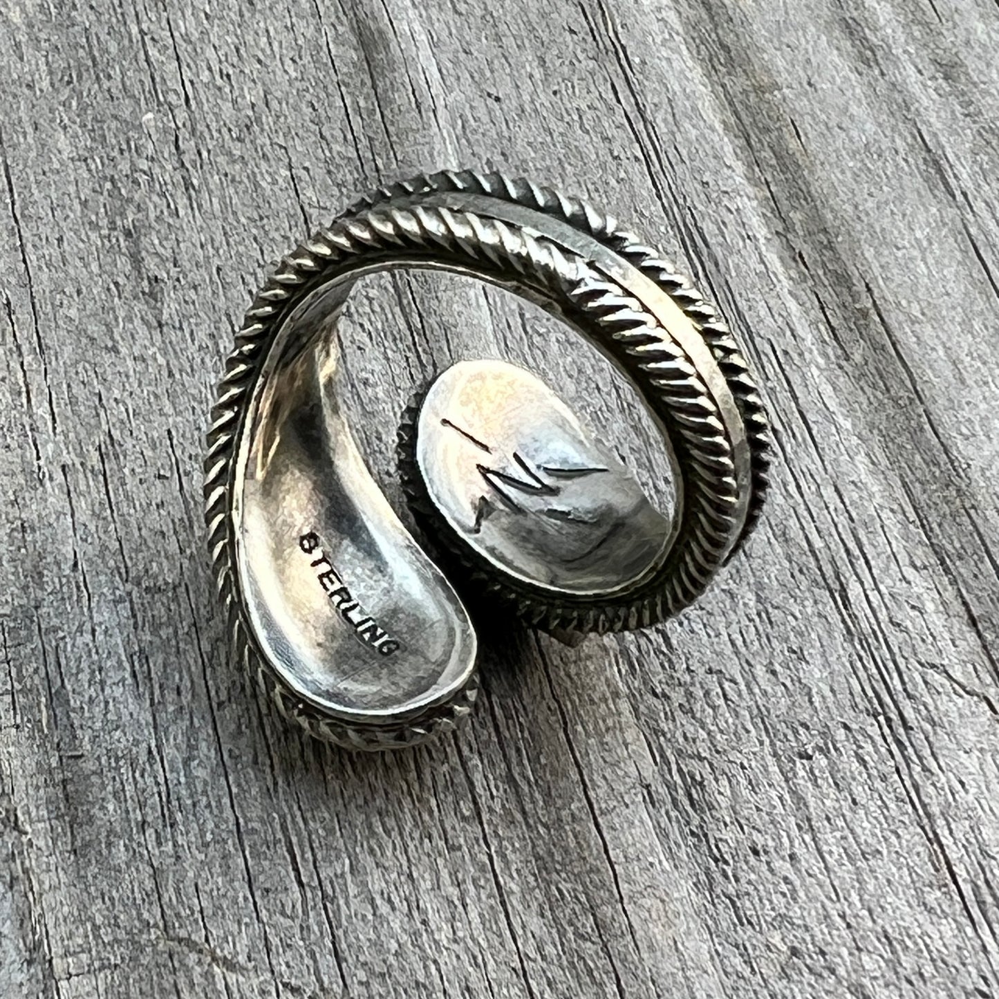 Size 7.75 Light Blue Turquoise Wrap Sterling Silver Ring handmade Kenny Lonjose 654
