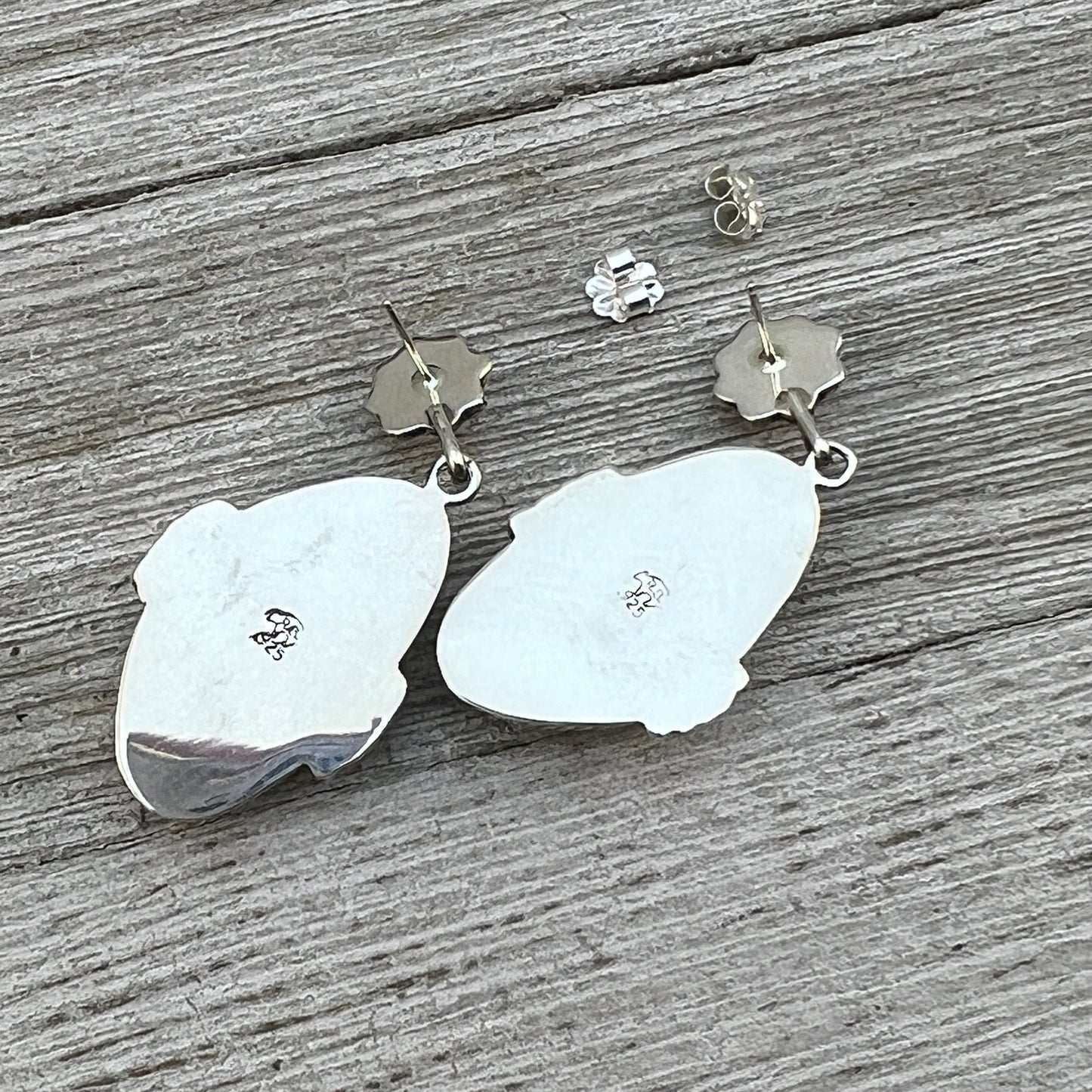 Simple Turquoise dangle earrings sterling silver Navajo Raymond Yazzie 2