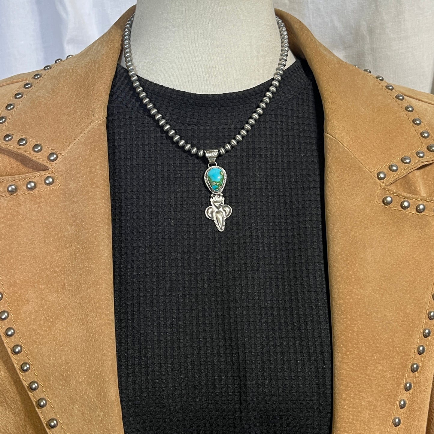16" Sonoran Gold polychrome Turquoise Necklace Gary Shorty Sterling Silver NK17