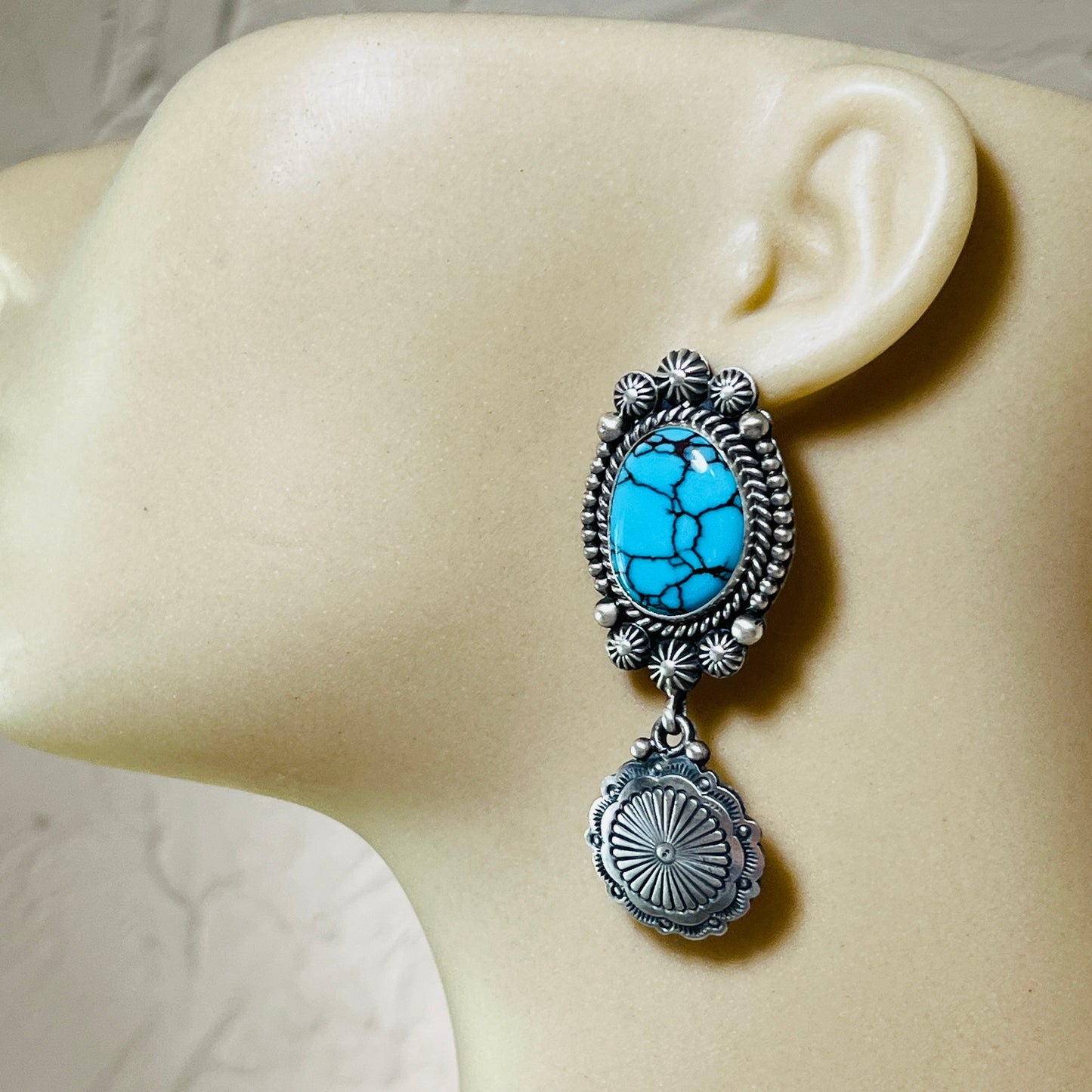 High Quality Egyptian Spiderweb turquoise earrings Michael Calladitto Sterling silver