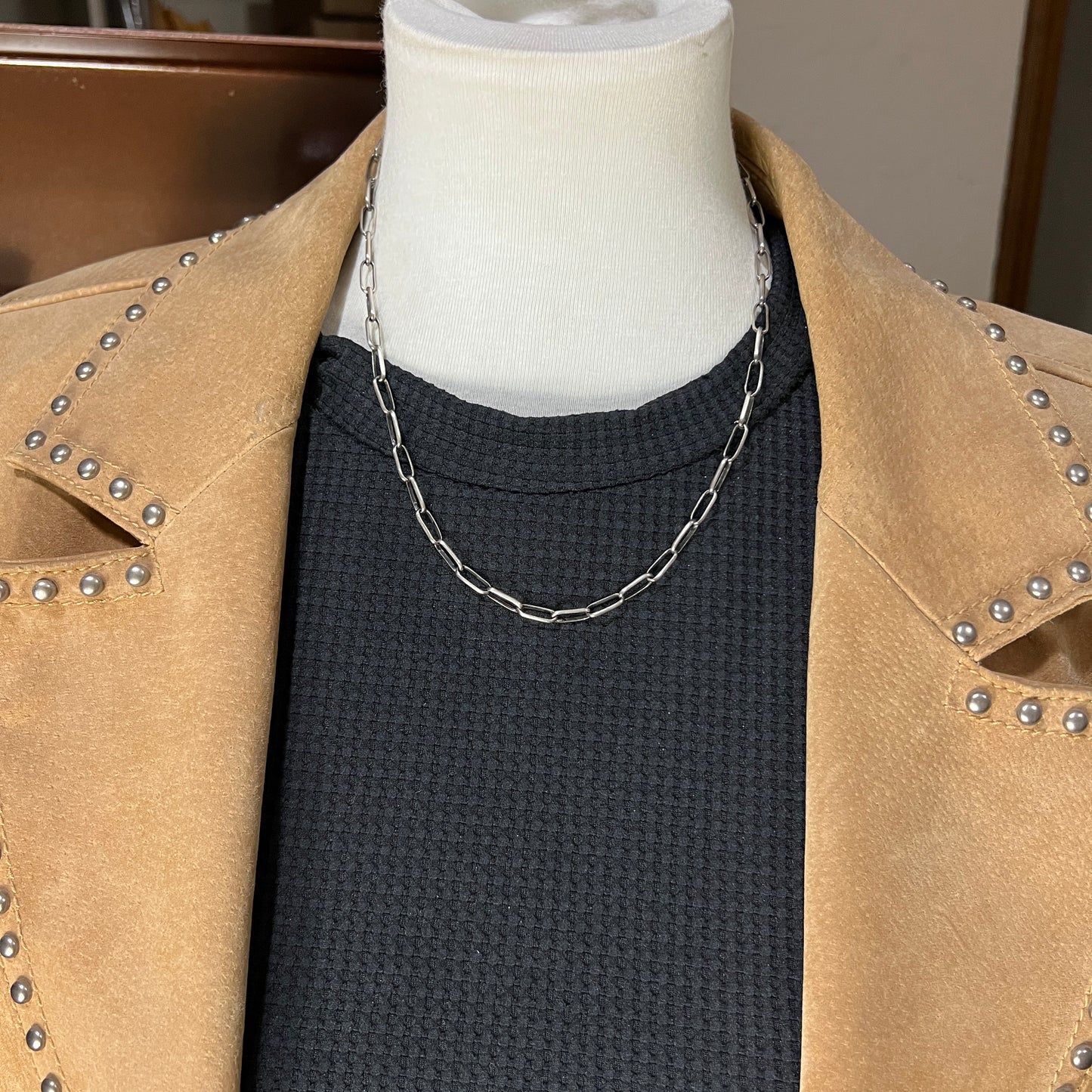 18" Sterling Silver Navajo Handmade Paper Clip Link Chain necklace Sally Shirley CH18