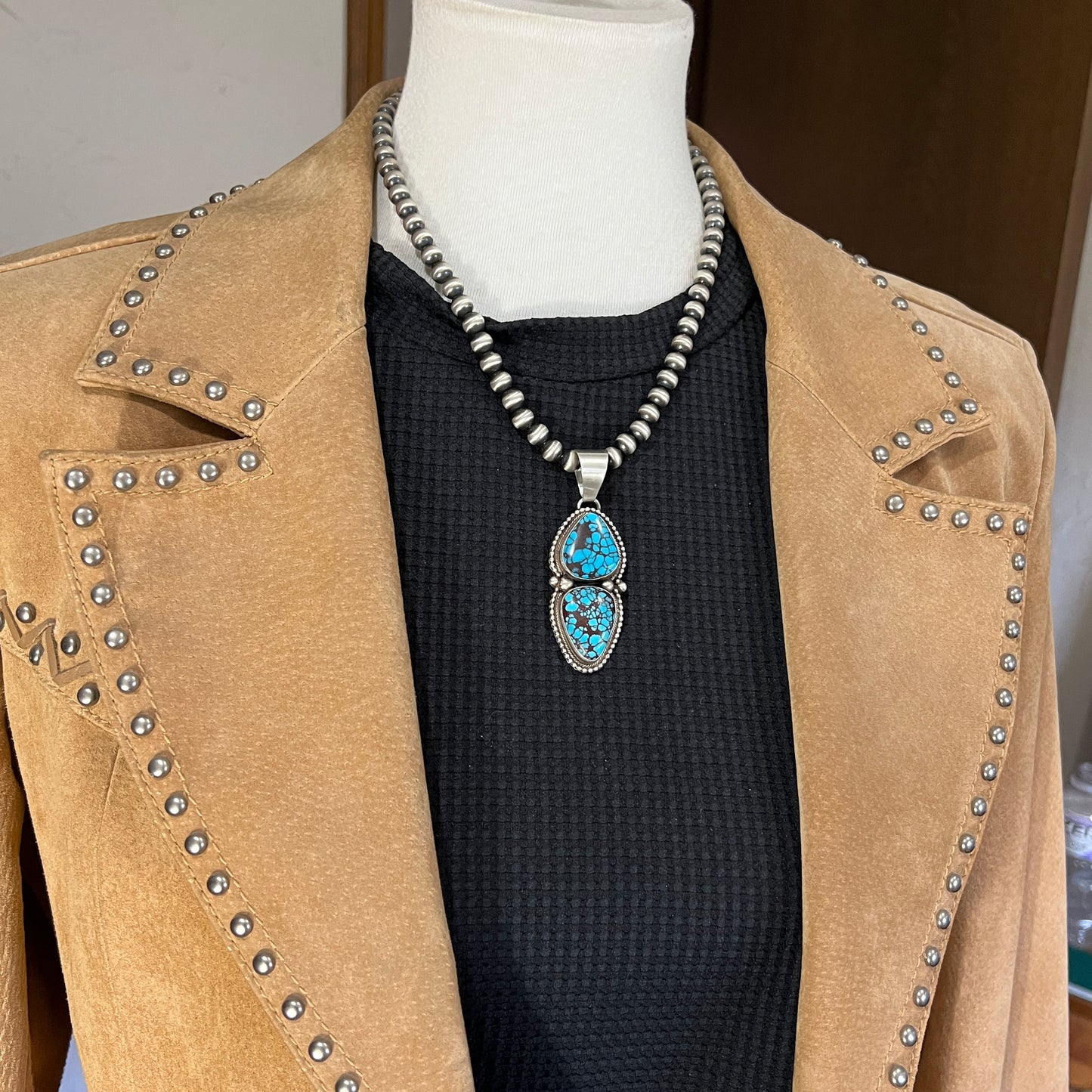Egyptian Turquoise sterling silver pendant 6 Navajo Kathleen Livingston