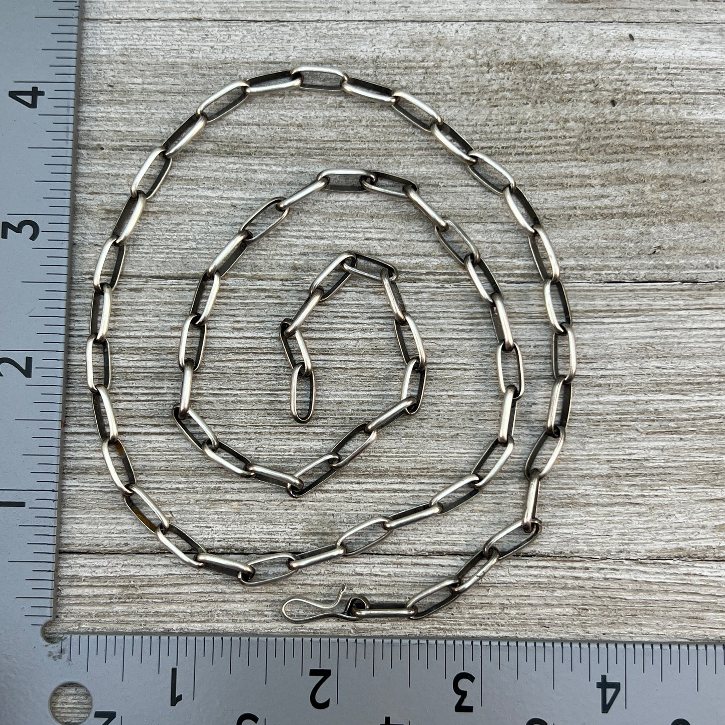 24" Sterling Silver Navajo Handmade Paper Clip Link Chain necklace Sally Shirley
