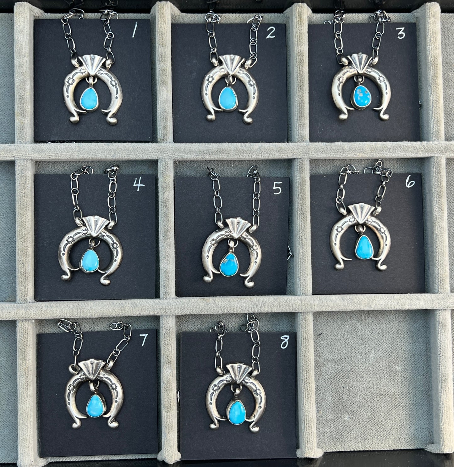 18 1/2" Blue Kingman Turquoise Naja Necklace Sterling silver Navajo Annette Chiquito 706