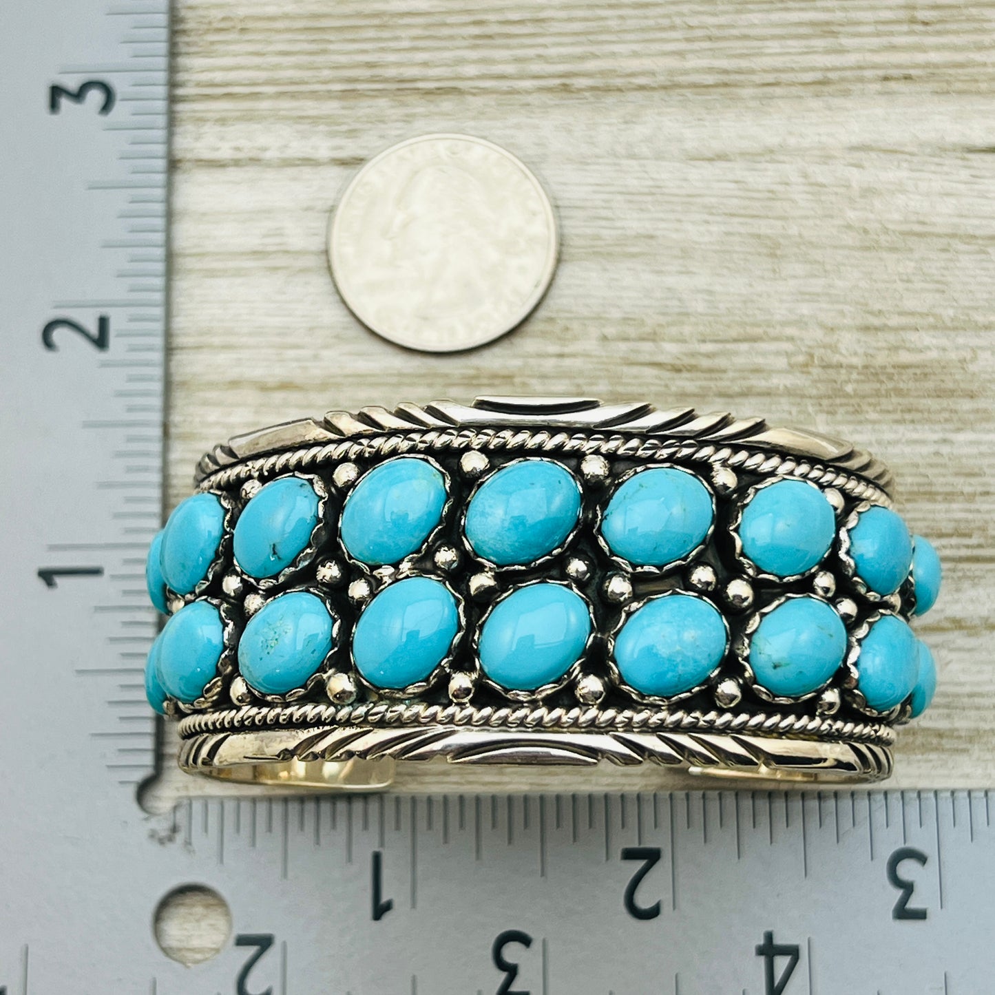 6 1/2" Blue Kingman Turquoise cuff bracelet sterling silver Jennifer Calliditto  BR6