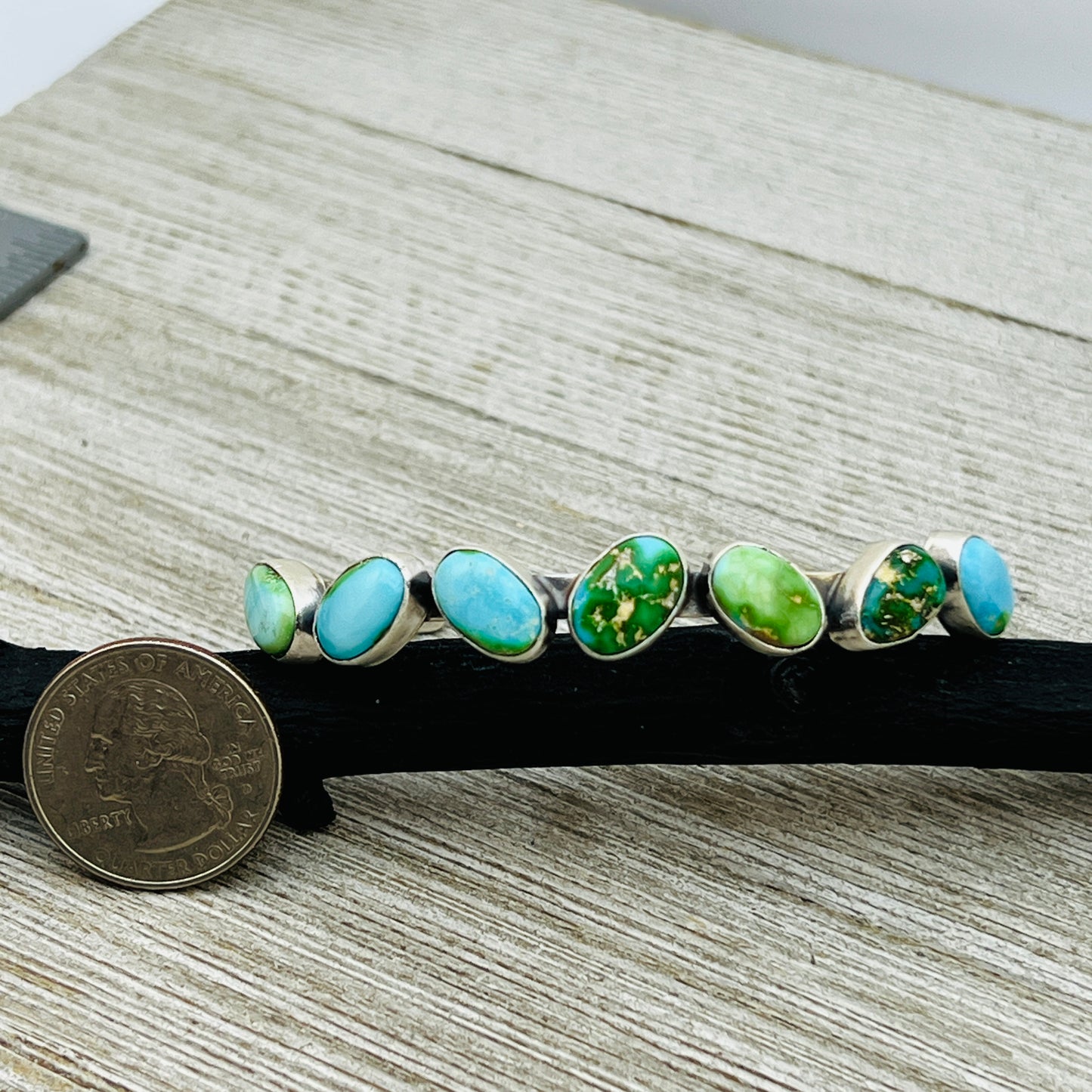 6 1/2" Sonoran Gold polychrome Turquoise cuff bracelet sterling silver Verley Betone BR23