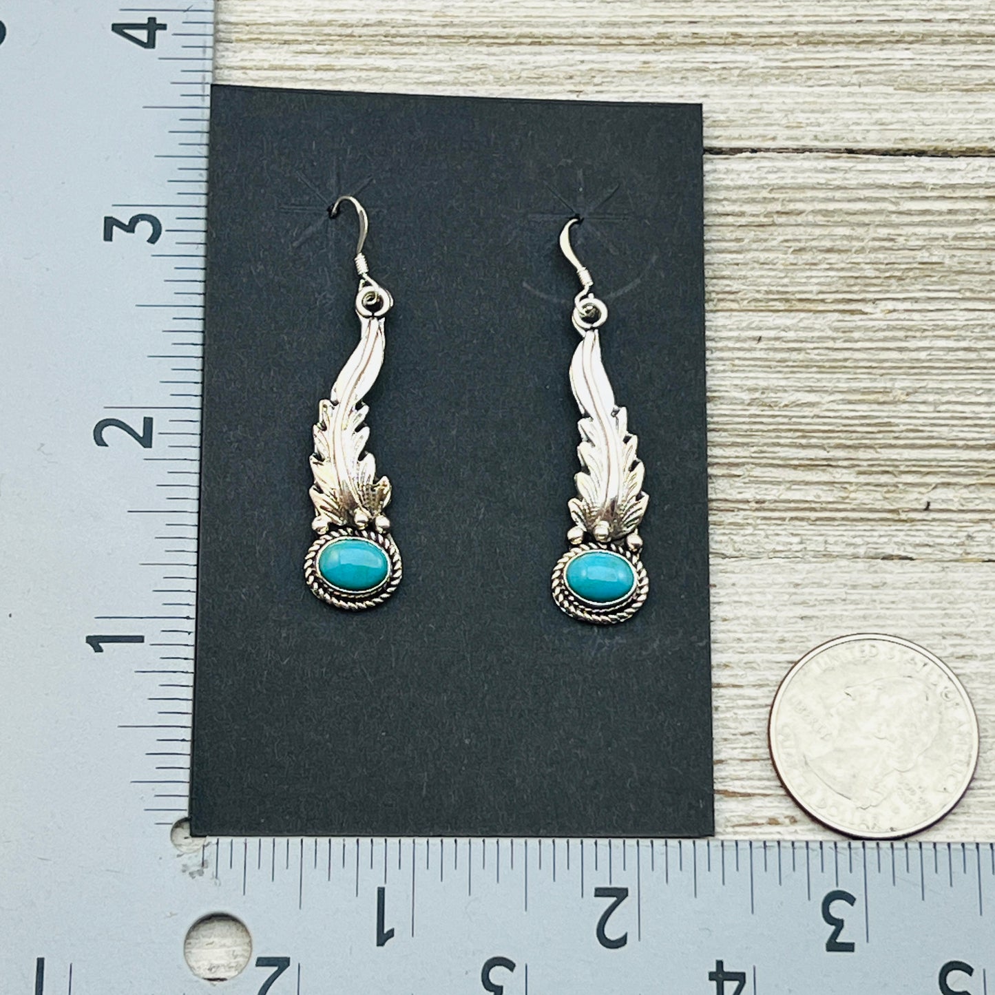 Turquoise  earrings sterling silver Rita Largo Navajo handmade ER37