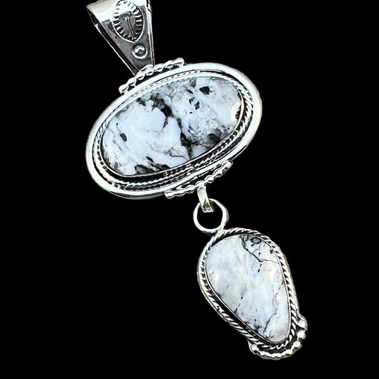 White Buffalo Pendant Sterling silver Navajo Handmade Mike Smith 522