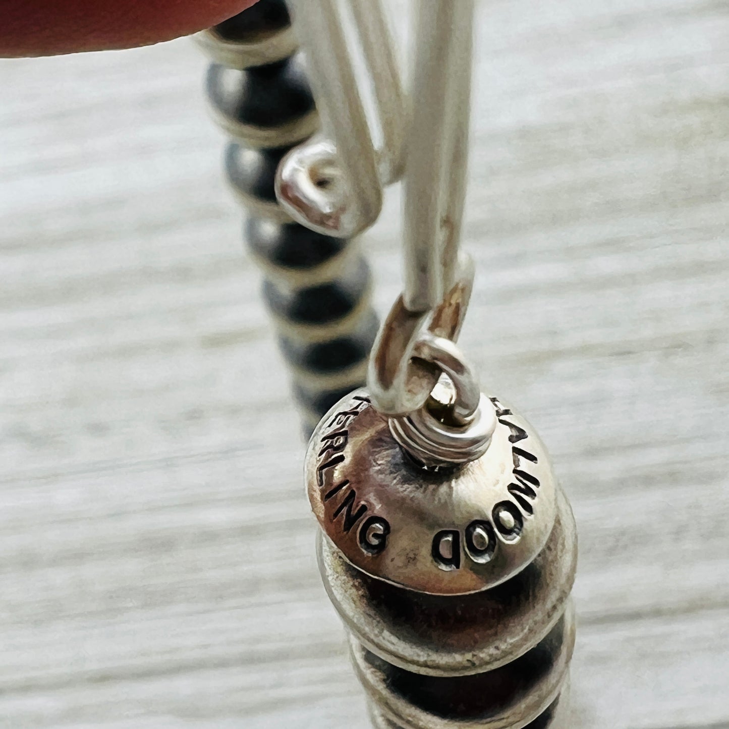 20" Sterling silver Navajo handmade 9mm round bead Pearl necklace Bryannen Halwood signed 717