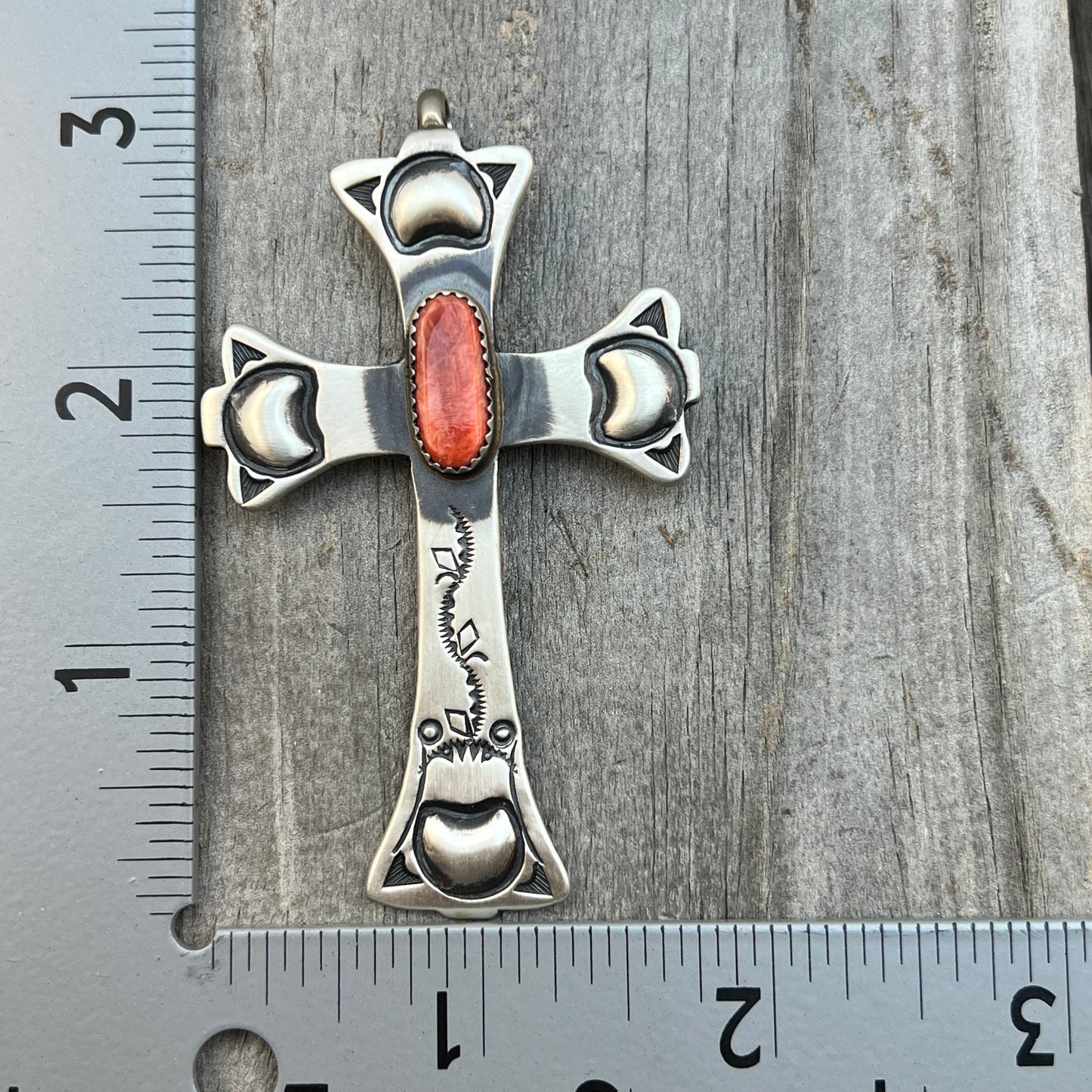 Turquoise Cross Pendant Sterling Silver Navajo handmade Martha Cayatineto 629