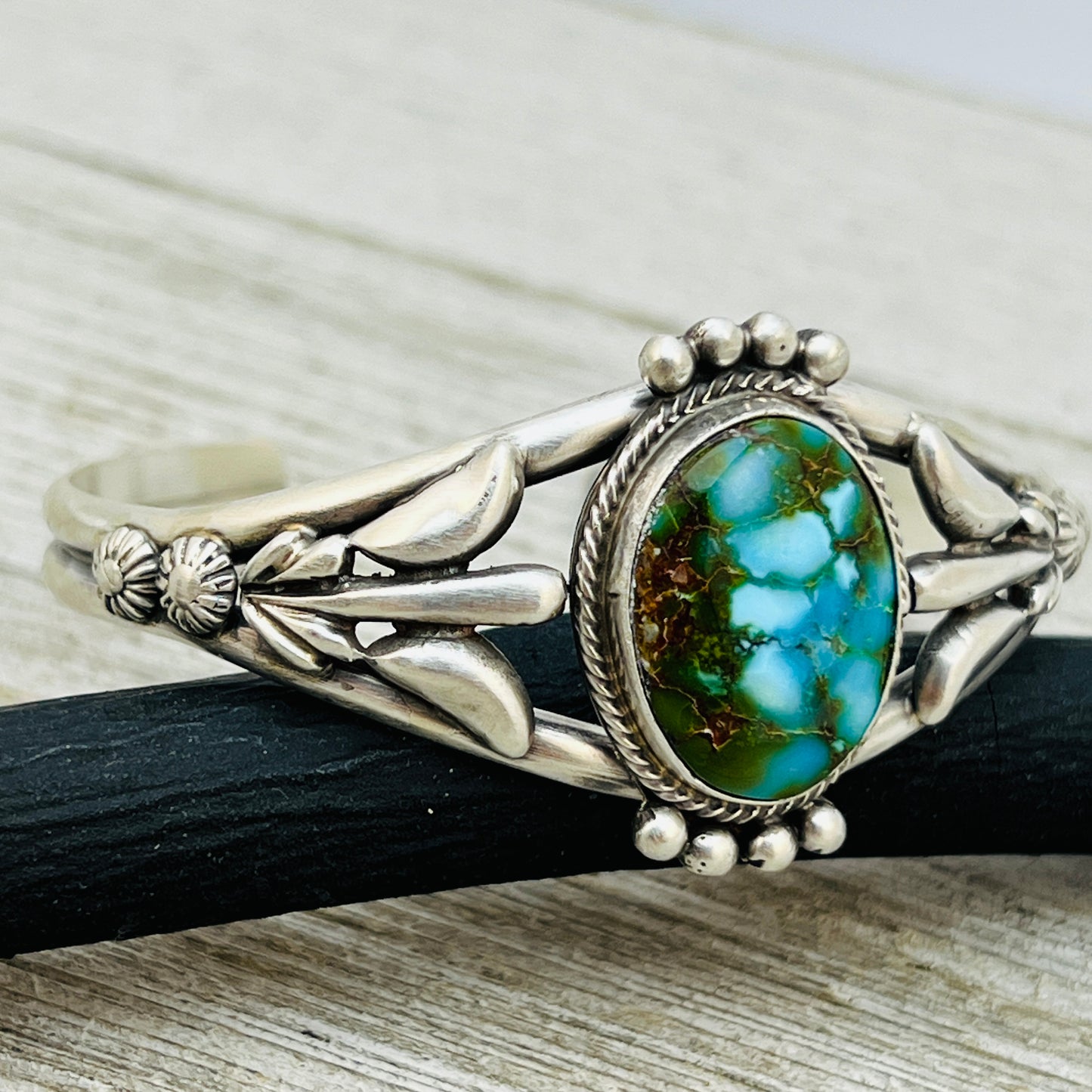 6 1/4" Kingman polychrome Turquoise cuff bracelet sterling silver Bobby Platero BR15