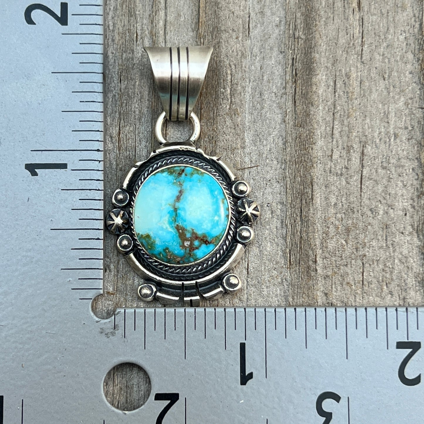Kingman Turquoise pendant sterling silver Marita Benally Navajo 733