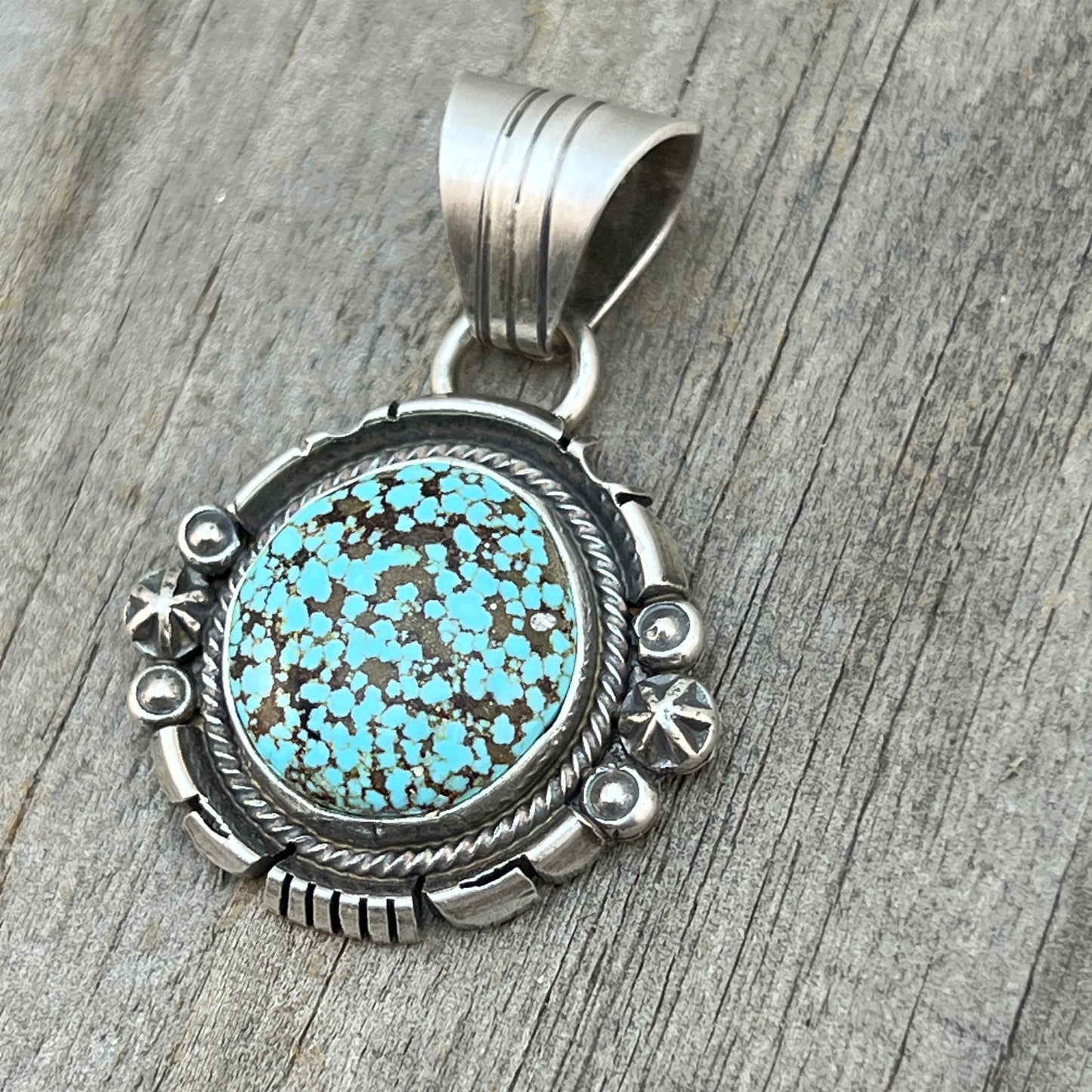 Kingman Turquoise pendant sterling silver Marita Benally Navajo 755
