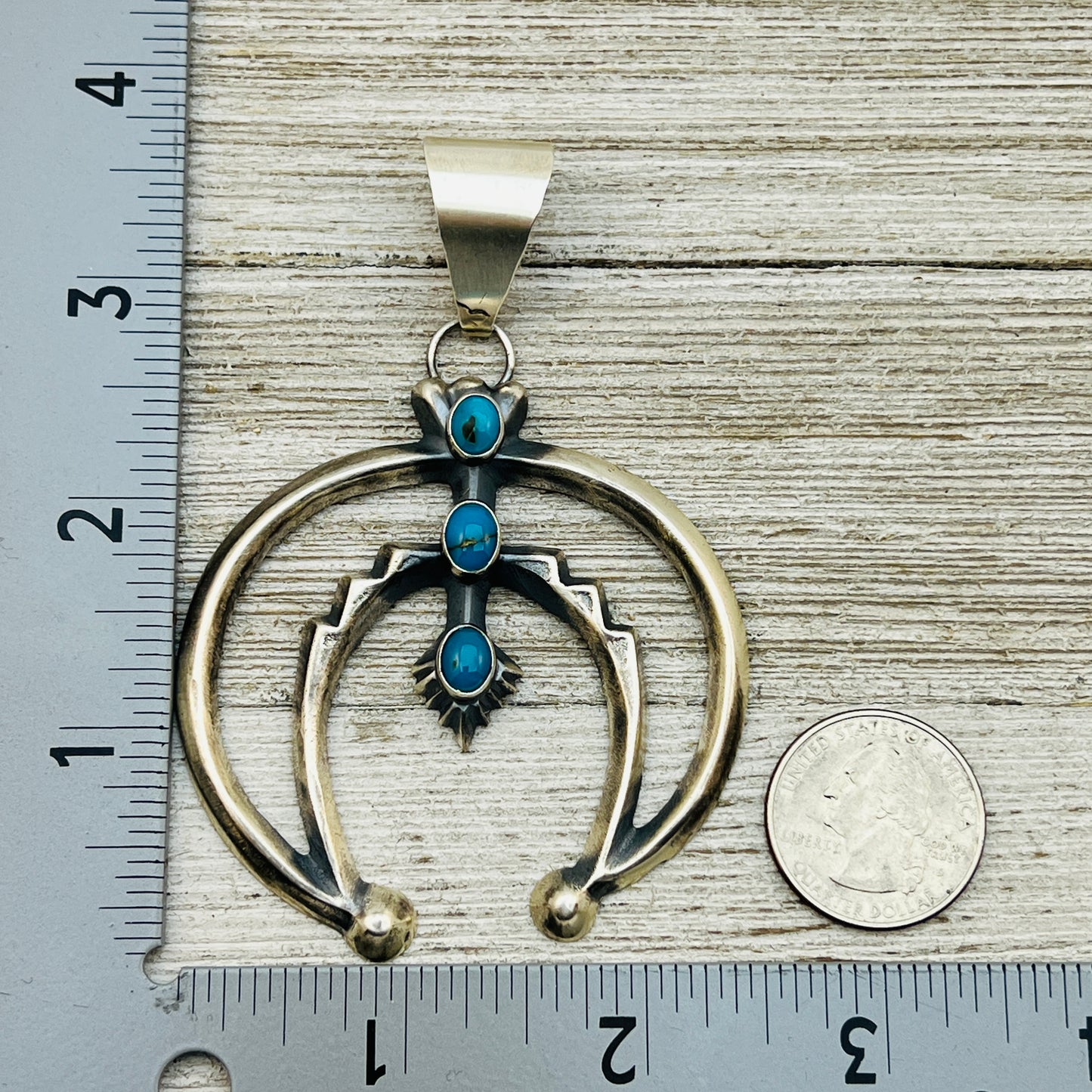 Sterling silver turquoise old style naja pendant Eugene Gruber