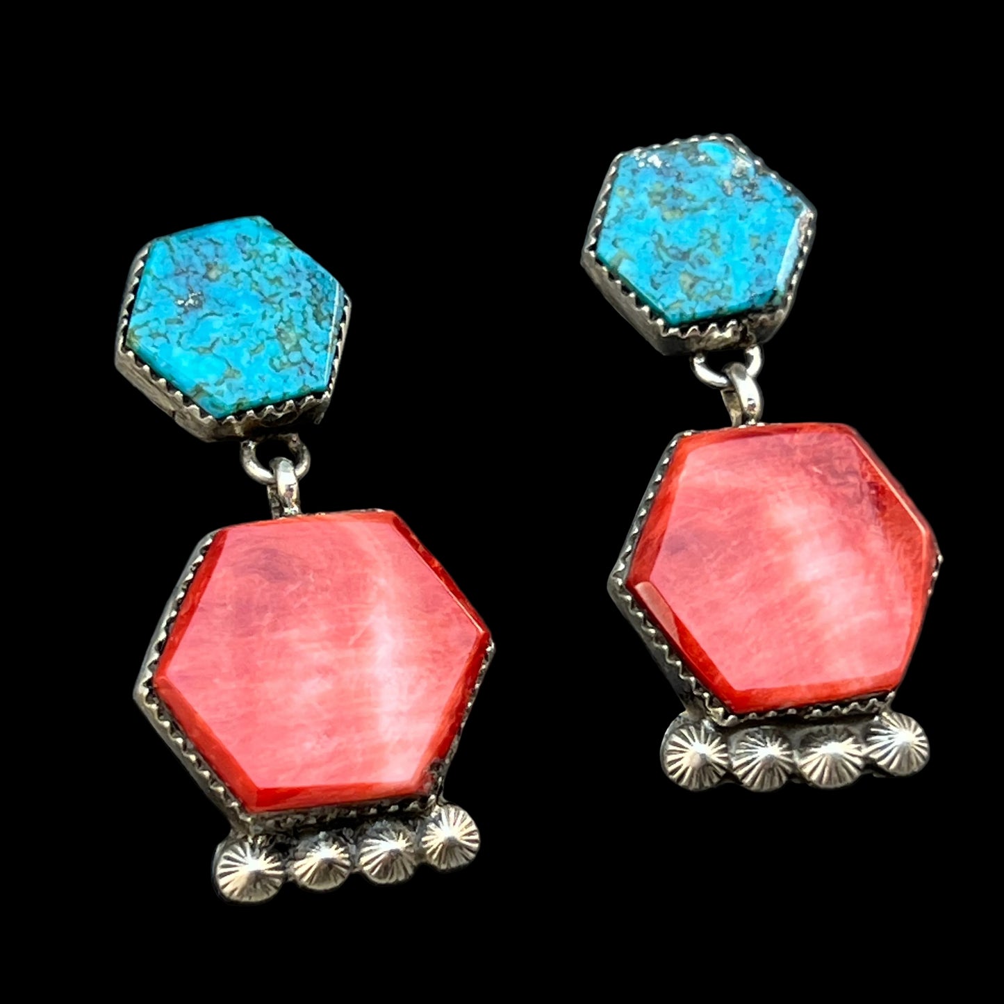 Sterling silver spiny oyster Turquoise Earrings Selena Warner Sterling Silver 837