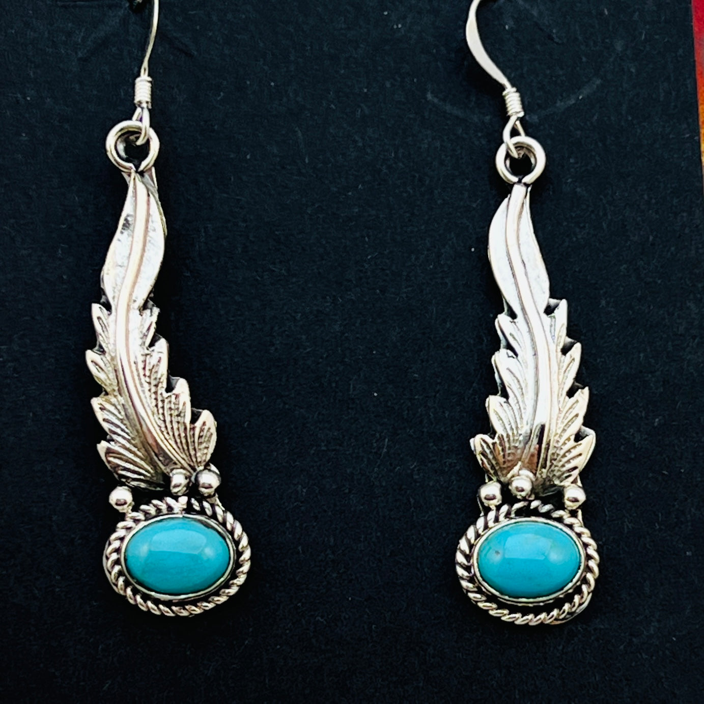 Turquoise  earrings sterling silver Rita Largo Navajo handmade ER35