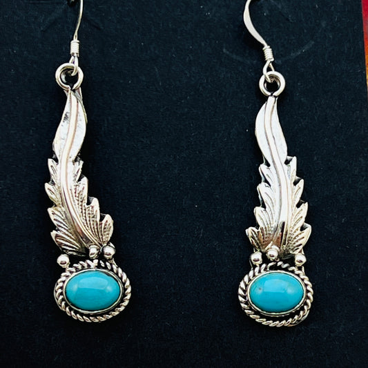 Turquoise  earrings sterling silver Rita Largo Navajo handmade ER35