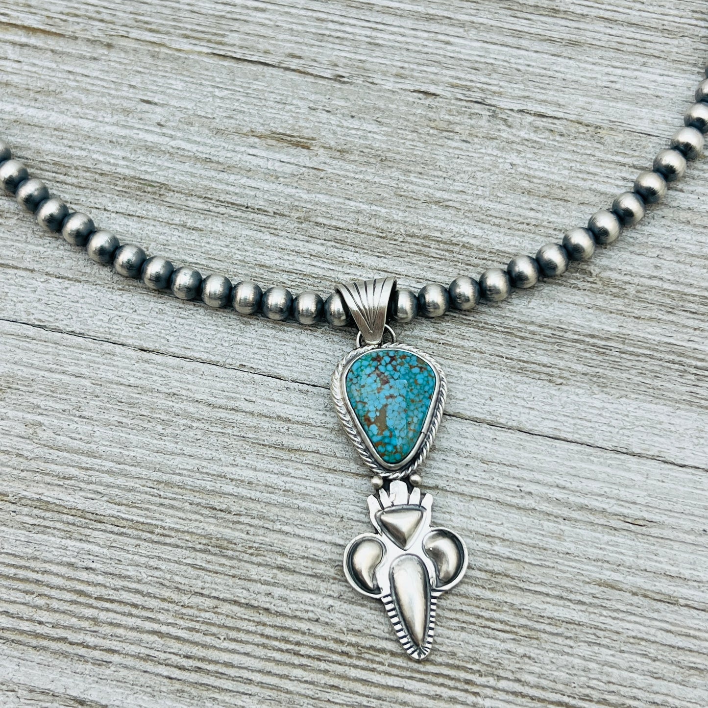 16" Kingman Red Web Turquoise  Necklace Gary Shorty Sterling Silver NK20