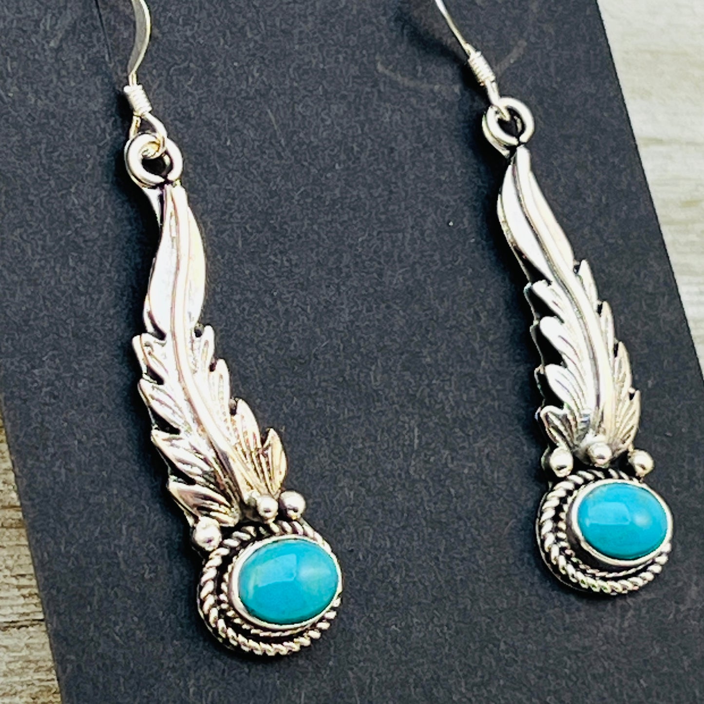Turquoise  earrings sterling silver Rita Largo Navajo handmade ER37