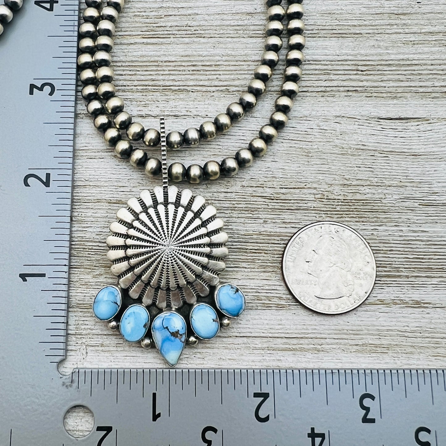 16" Golden Hills Turquoise  Necklace Tom Lewis Sterling Silver NK16