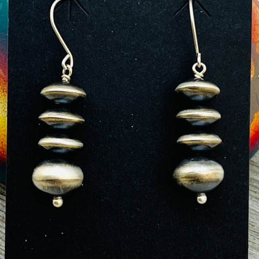 Handmade Sterling silver Navajo Bead Earrings Amanda Larry ER59