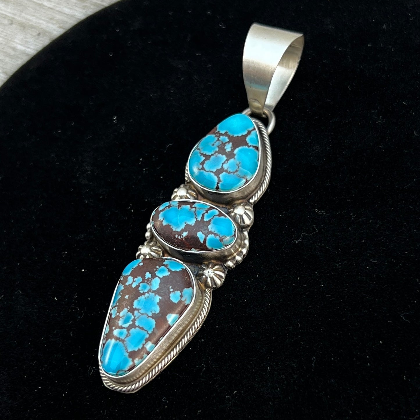 Egyptian Turquoise sterling silver pendant 5 Navajo Kathleen Livingston