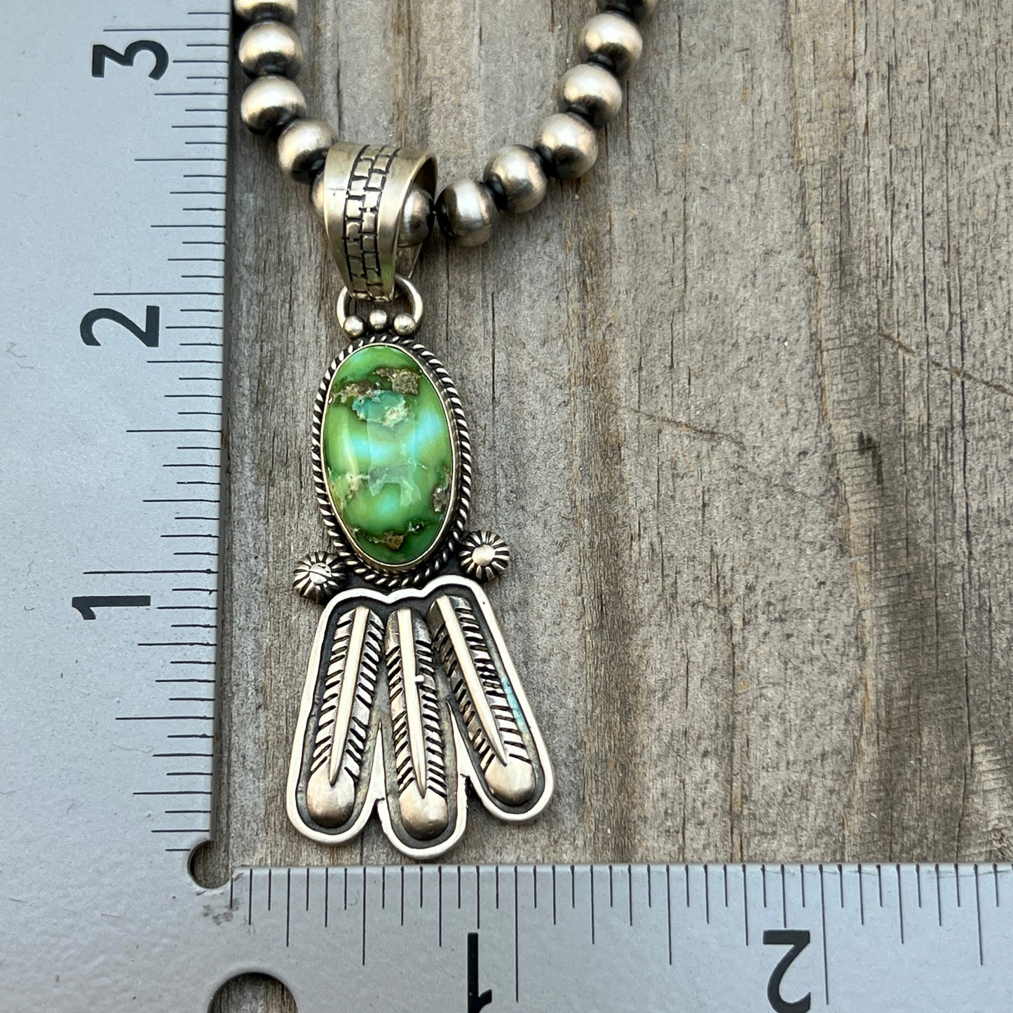 18" Sonoran Turquoise necklace sterling silver 6mm bead Verley Betone Navajo 776