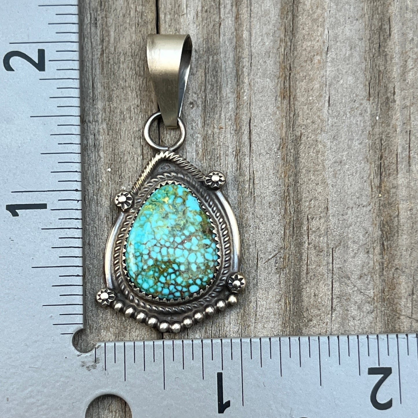 High Grade  Kingman Spiderweb Turquoise pendant sterling silver Leslie Nez Navajo 799