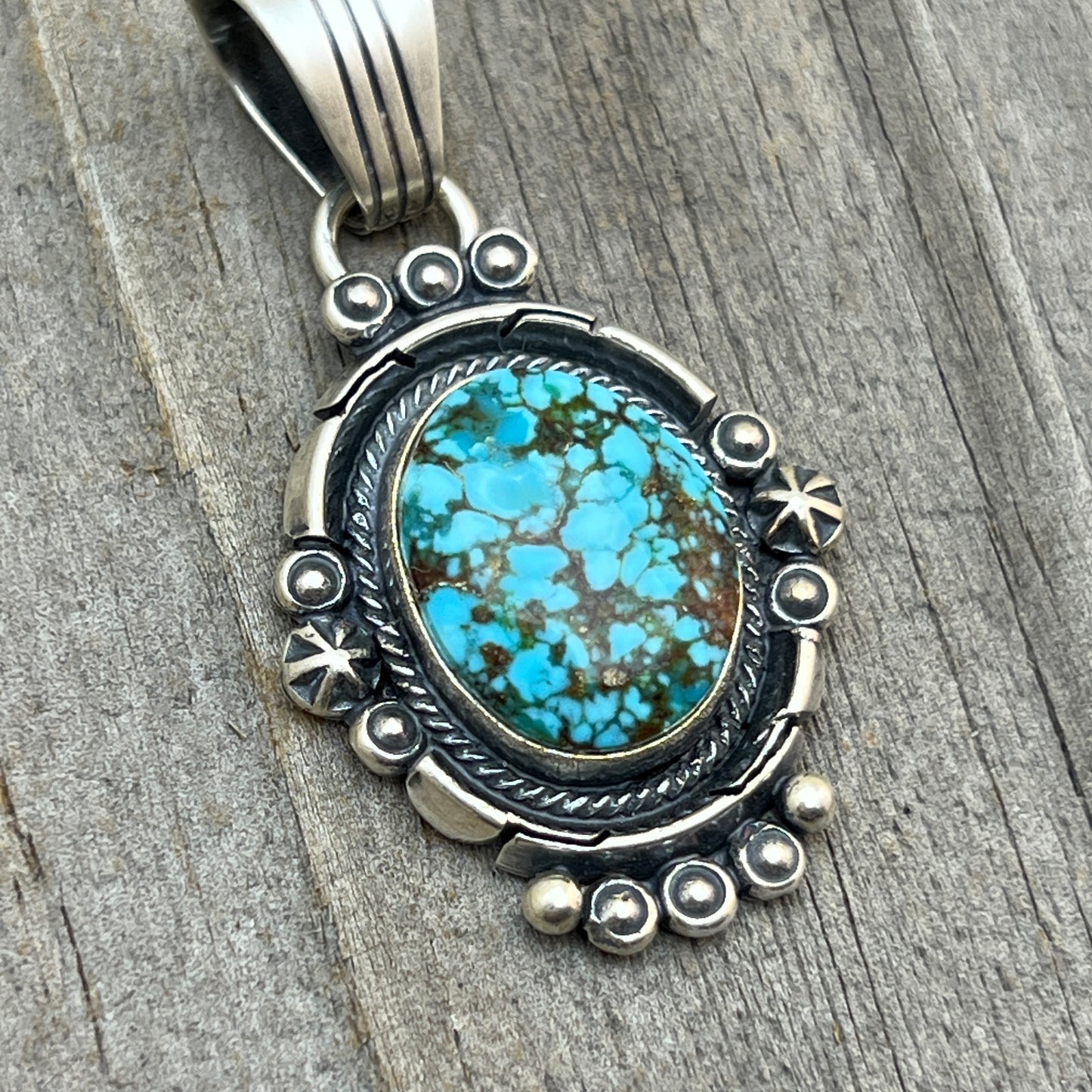 Kingman Turquoise pendant sterling silver Marita Benally Navajo 751