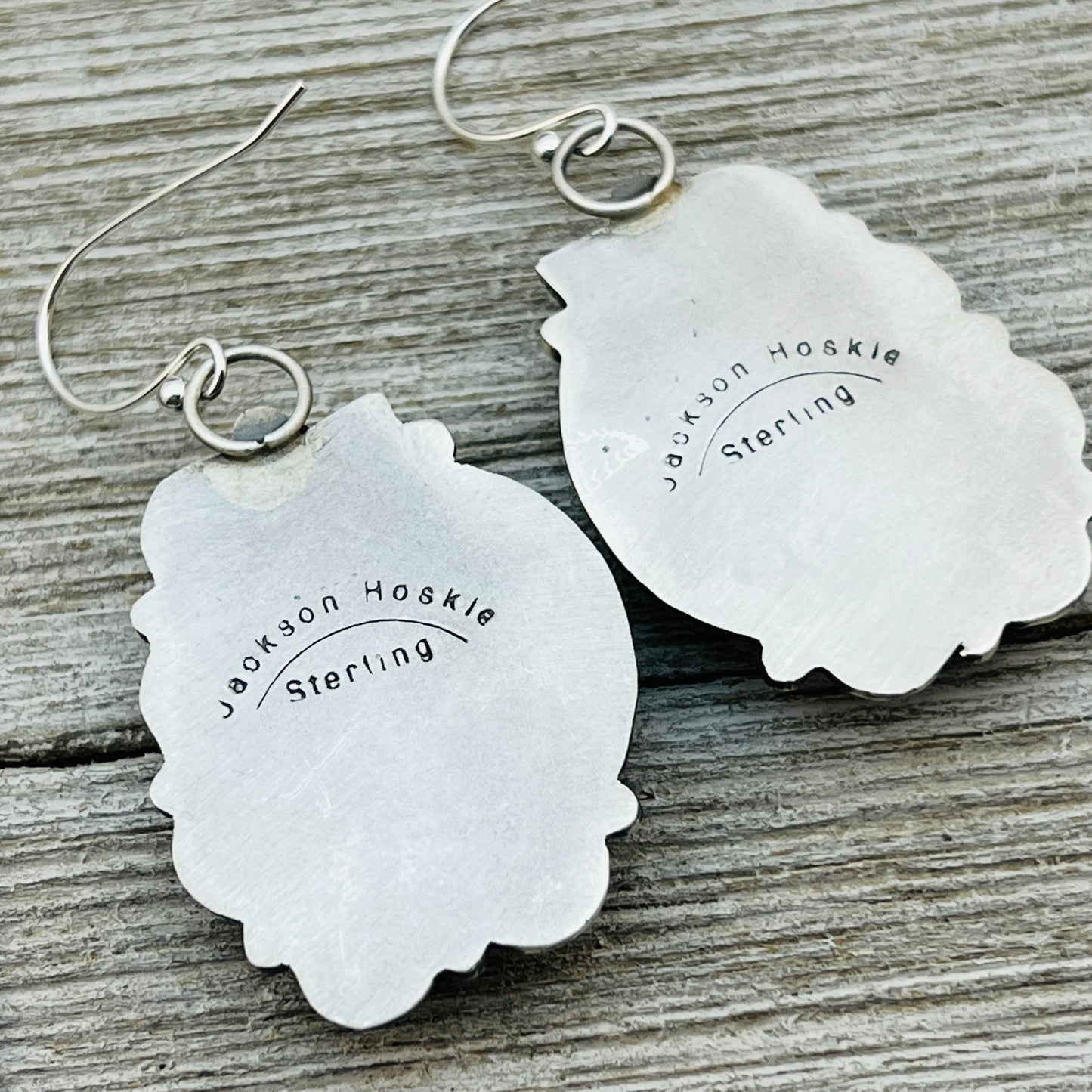 Tyrone turquoise Earrings Jackson Hoskie signed Sterling silver ER6