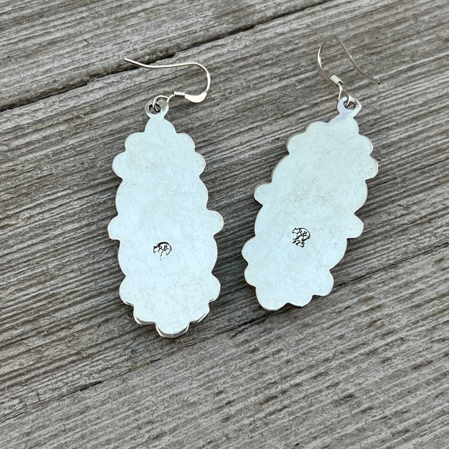 Kingman turquoise dangle earrings sterling silver turquoise Emerson Delgarito 406