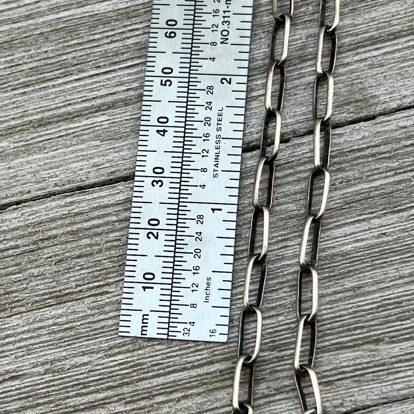 18" Sterling Silver Navajo Handmade Paper Clip Link Chain necklace Sally Shirley CH18