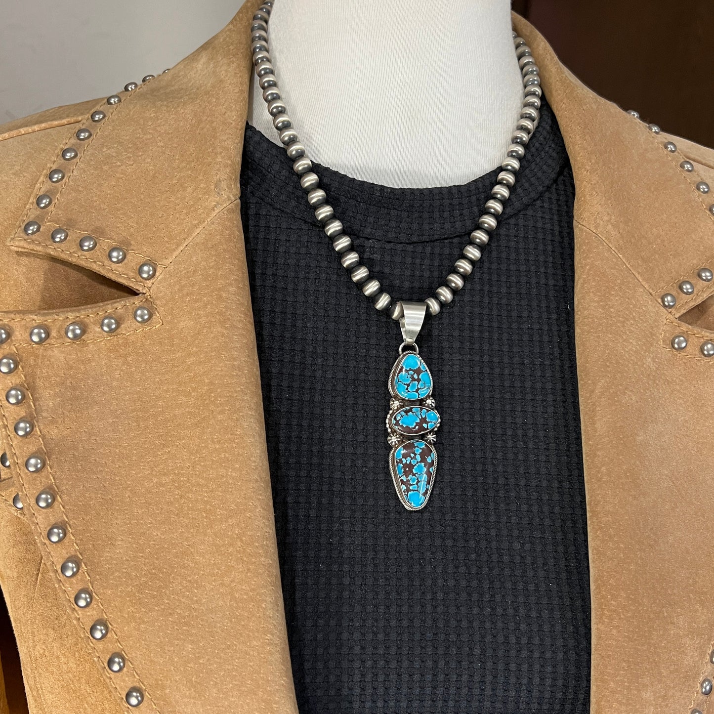 Egyptian Turquoise sterling silver pendant 5 Navajo Kathleen Livingston