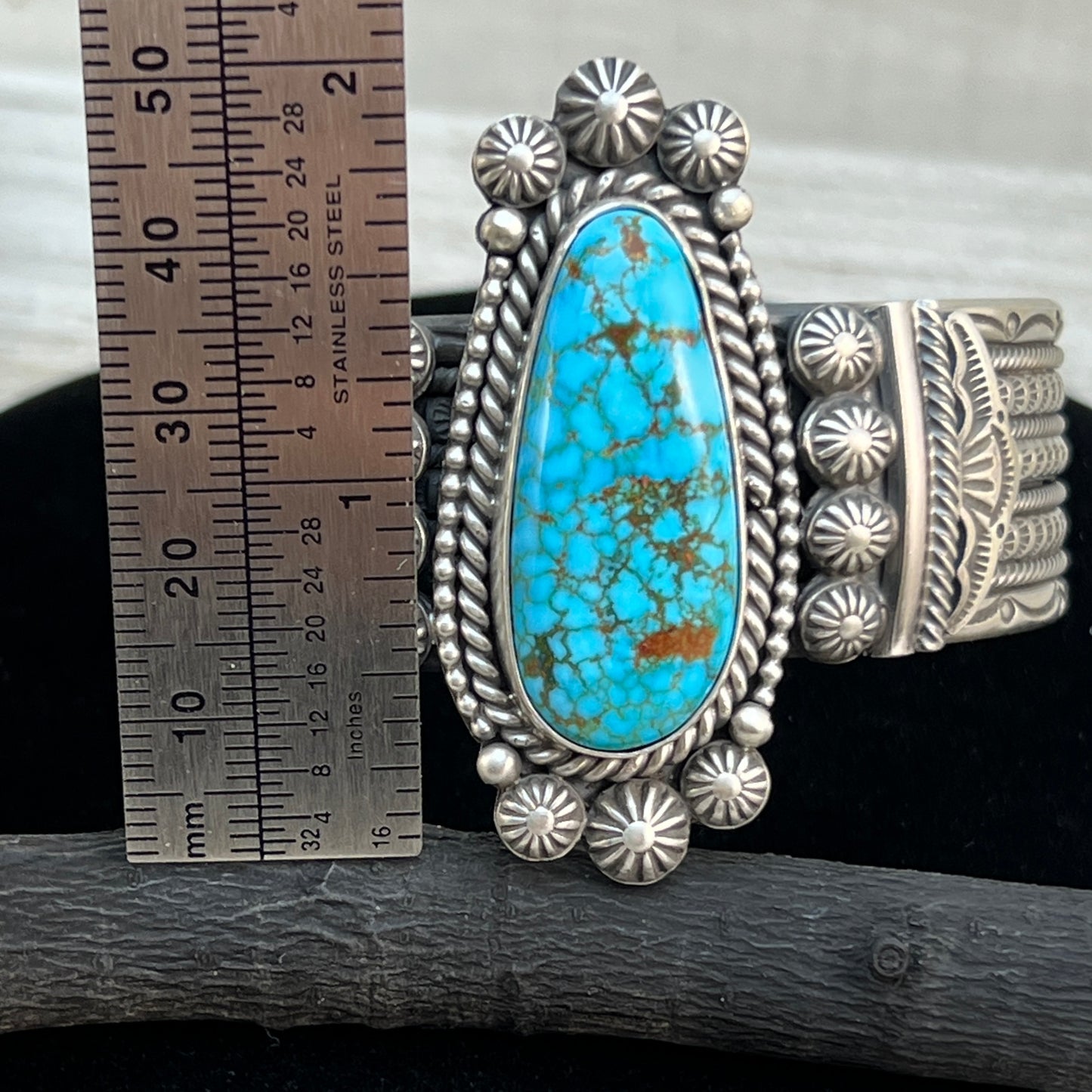 Spiderweb Kingman Turquoise Cuff Bracelet, Sterling Silver 7" Michael Calladitto