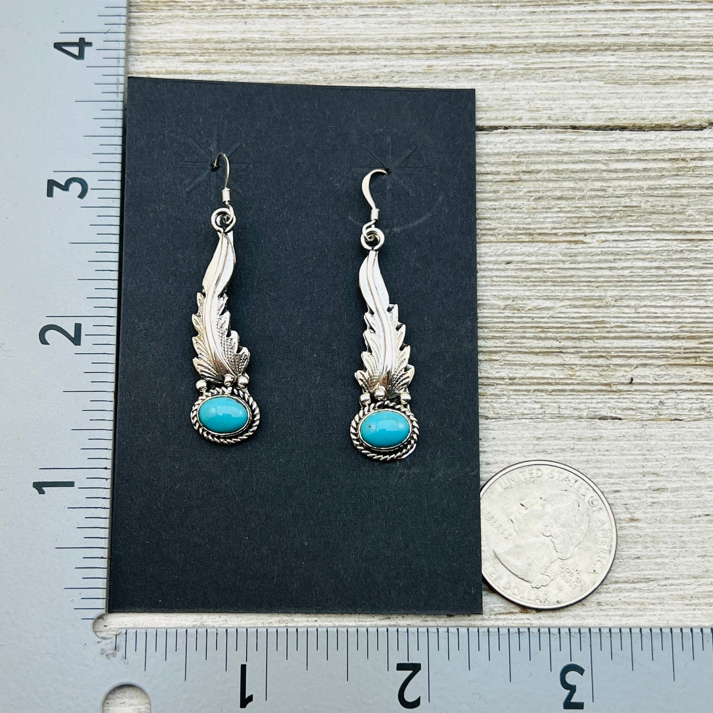 Turquoise  earrings sterling silver Rita Largo Navajo handmade ER35