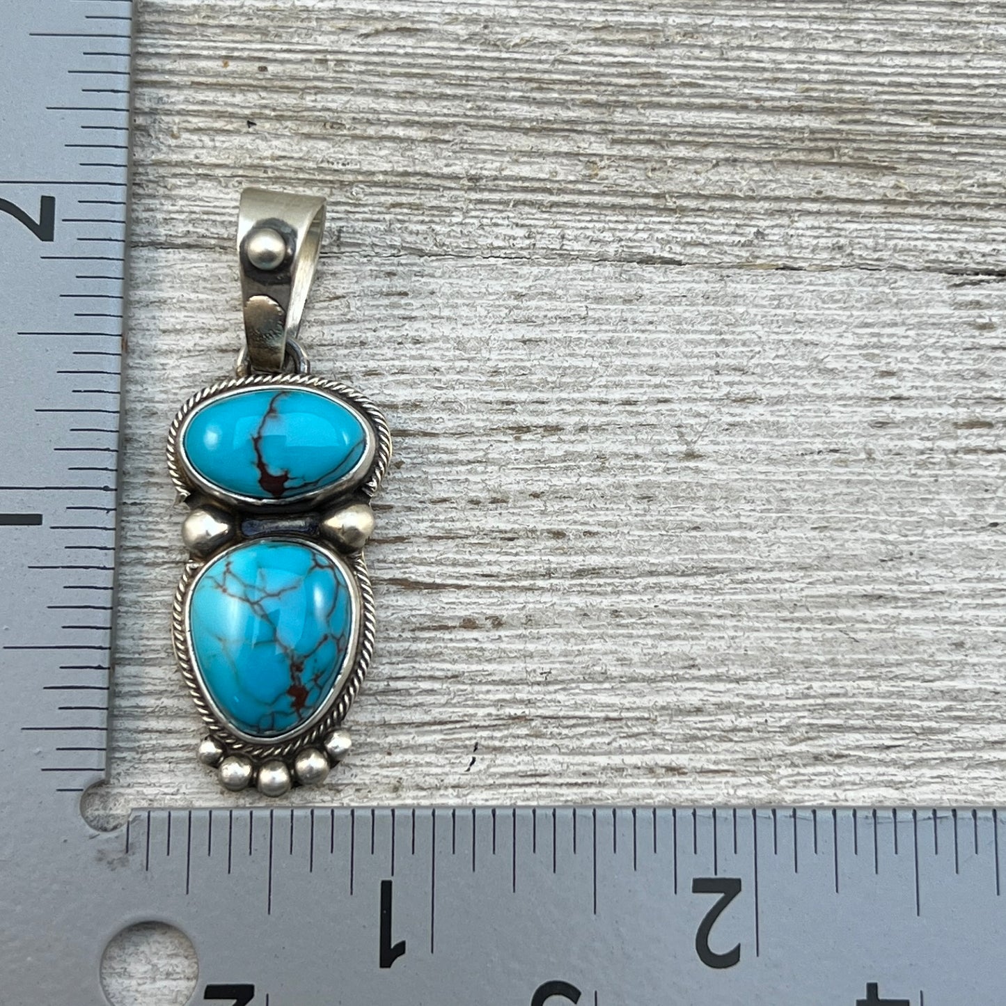 Egyptian Turquoise sterling silver pendant 3 Navajo Kathleen Livingston
