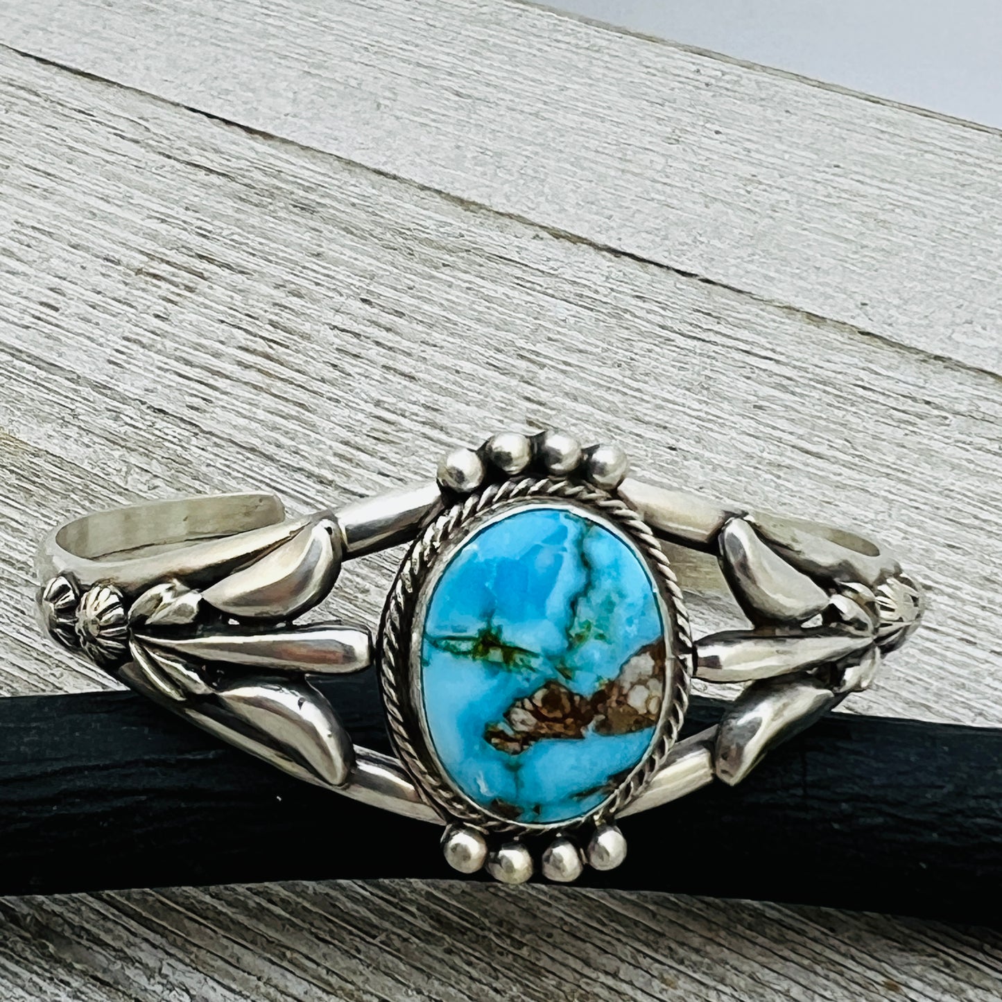 6 1/4" Kingman Turquoise cuff bracelet sterling silver Bobby Platero BR14
