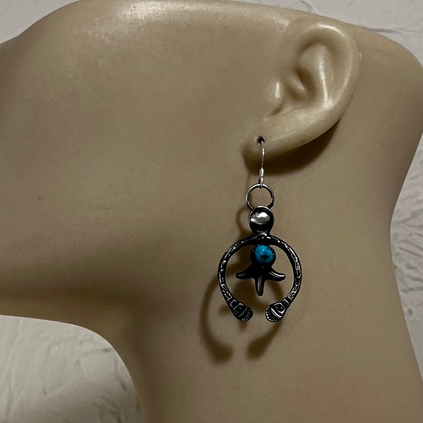 Tufa cast Naja earrings, sterling silver turquoise Navajo Eva & Linberg Billah 5