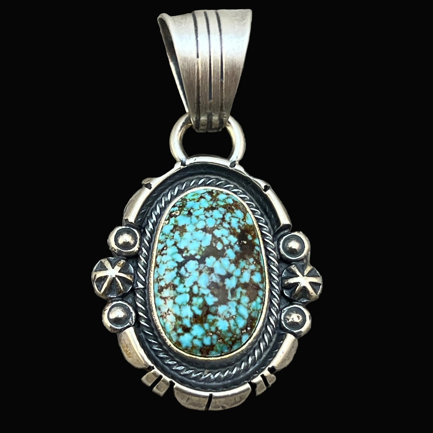 Kingman Turquoise pendant sterling silver Marita Benally Navajo 758