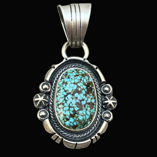 Kingman Turquoise pendant sterling silver Marita Benally Navajo 758