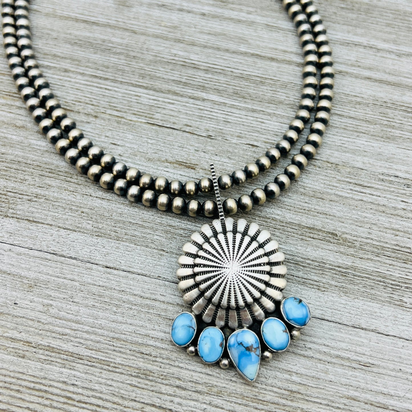 16" Golden Hills Turquoise  Necklace Tom Lewis Sterling Silver NK16