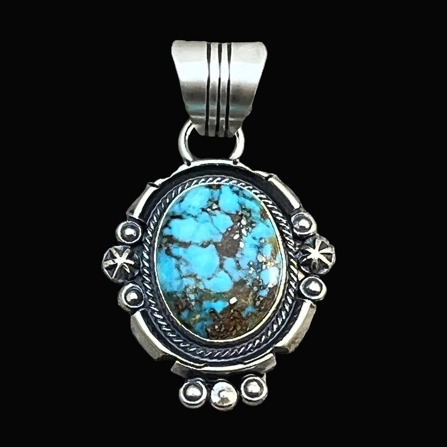 Kingman Turquoise pendant sterling silver Marita Benally Navajo 743