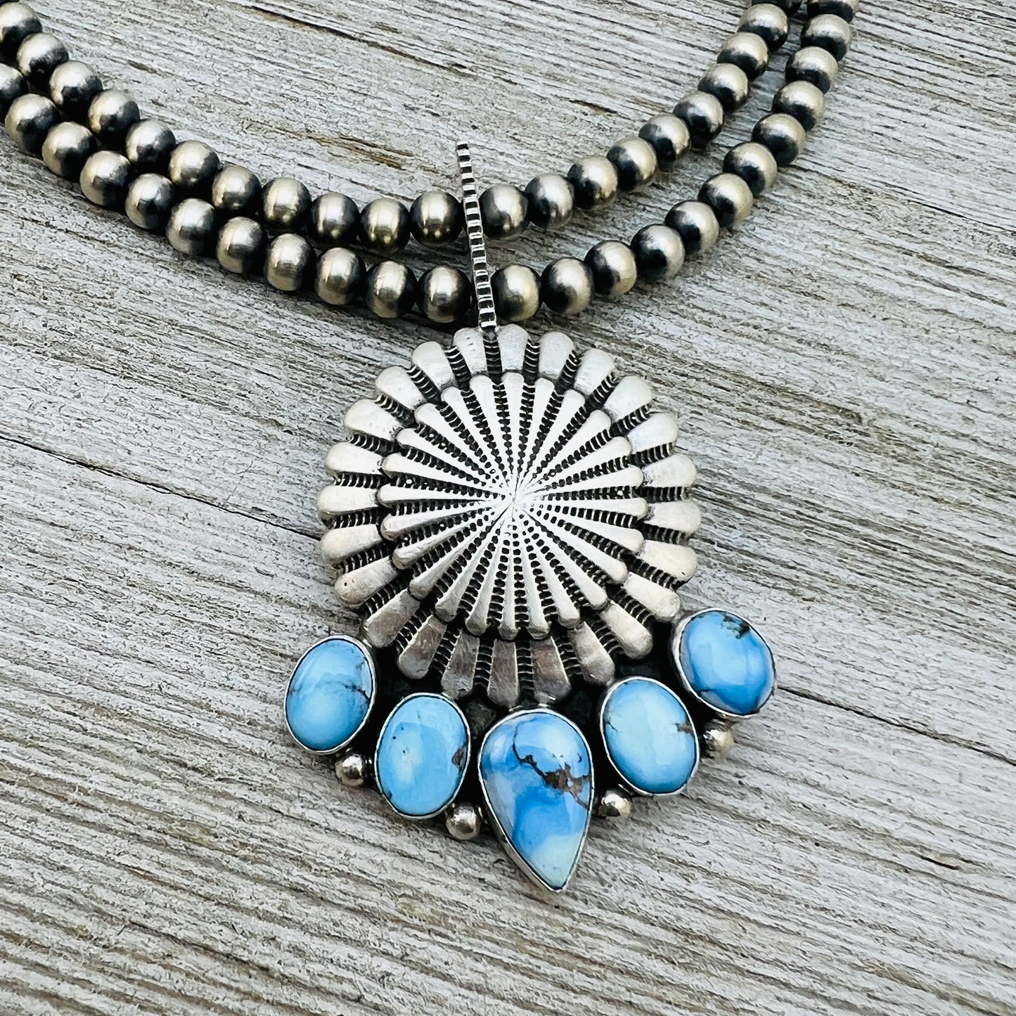 16" Golden Hills Turquoise  Necklace Tom Lewis Sterling Silver NK16