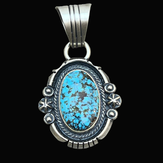 Kingman Turquoise pendant sterling silver Marita Benally Navajo 749