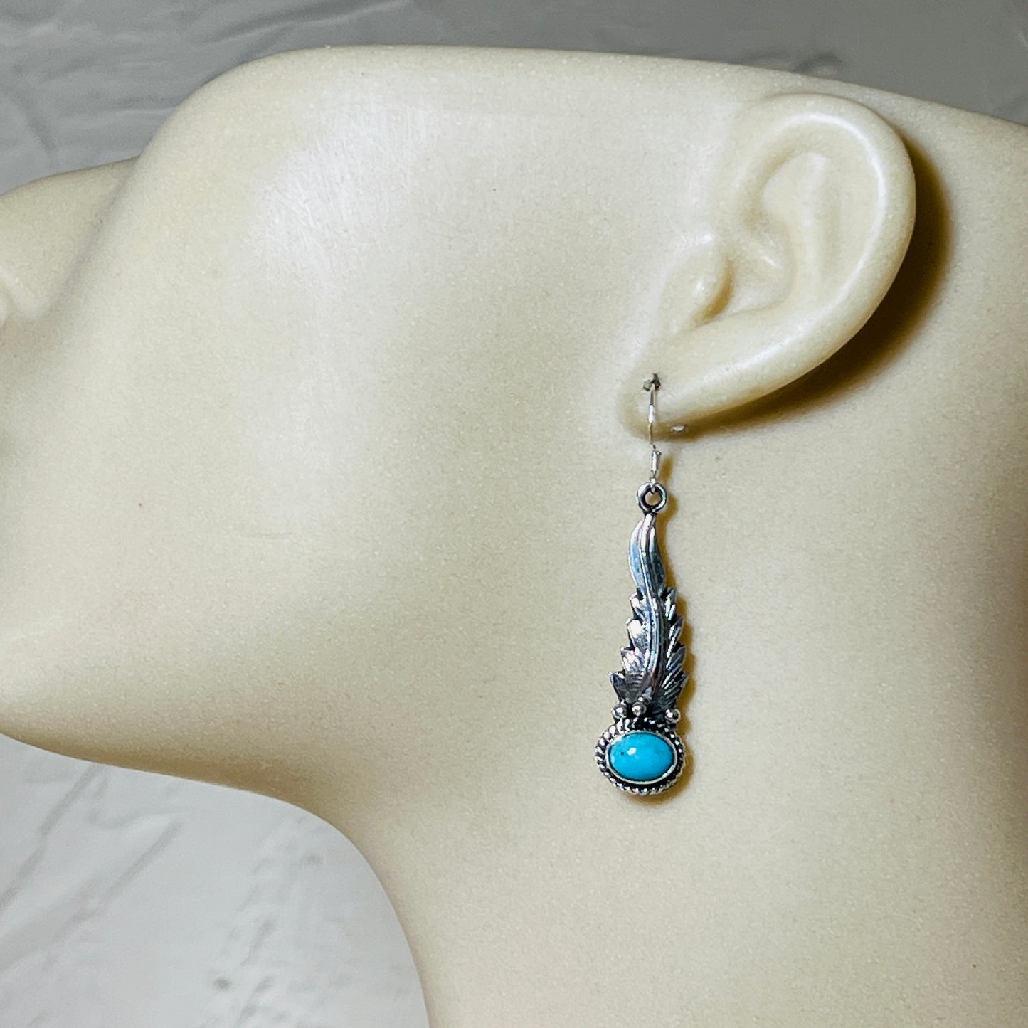 Turquoise  earrings sterling silver Rita Largo Navajo handmade ER35