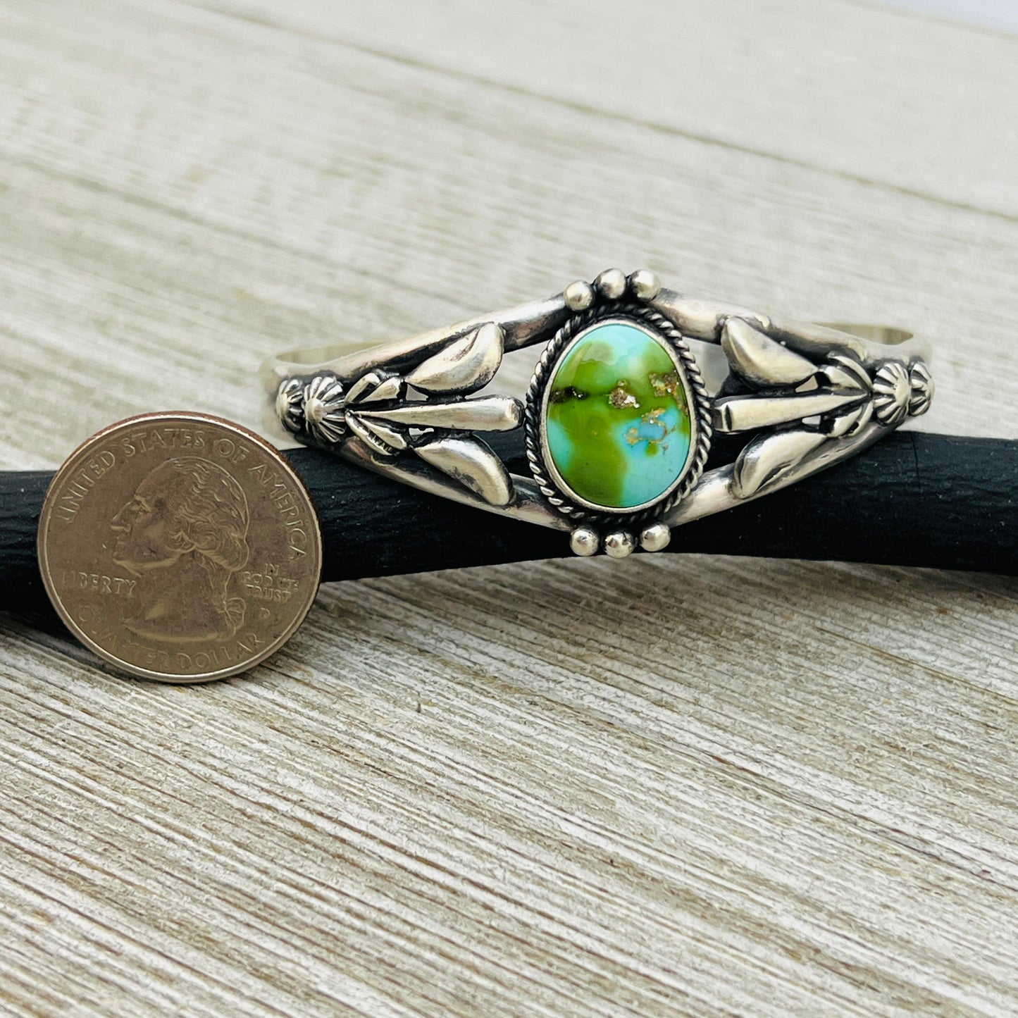 6 1/4" Sonoran Gold polychrome Turquoise cuff bracelet sterling silver Samuel Yellowhair BR10
