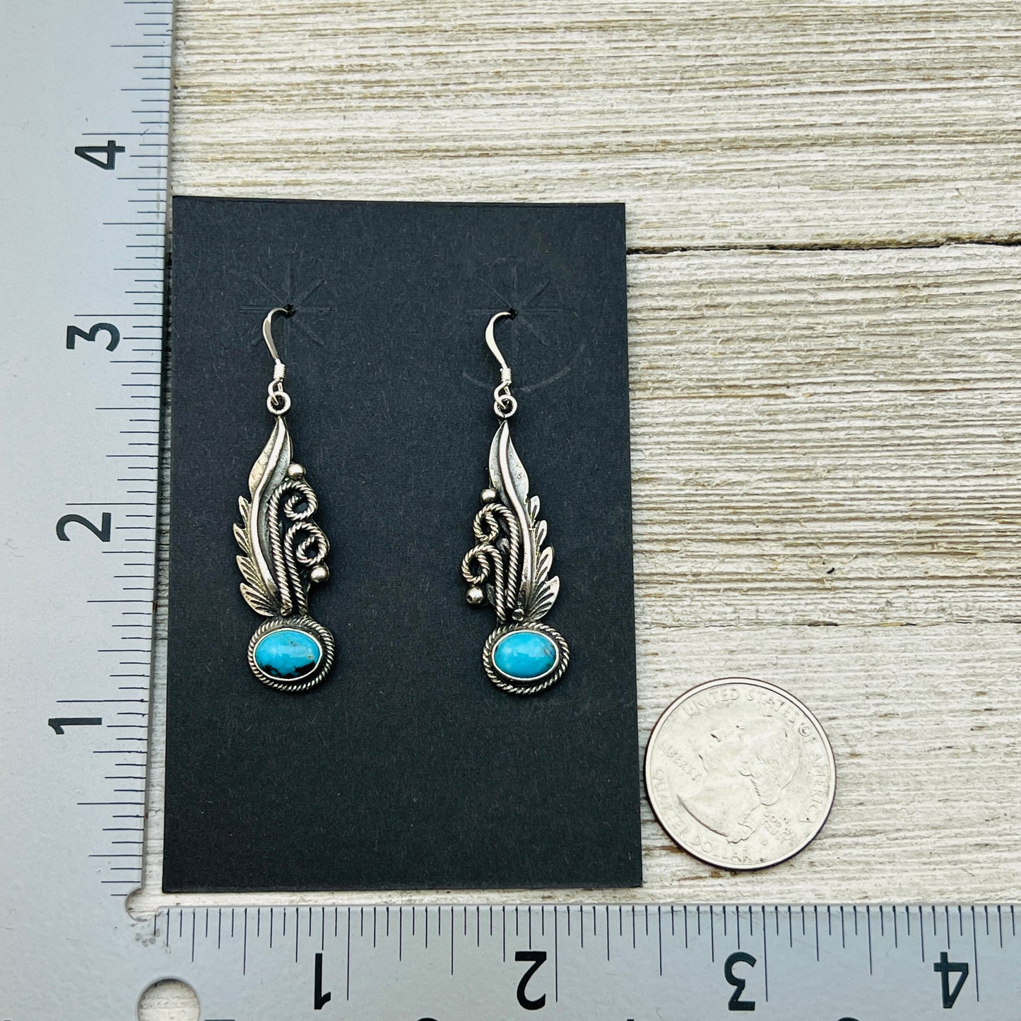 Turquoise  earrings sterling silver Genevieve Francisco Navajo handmade ER32